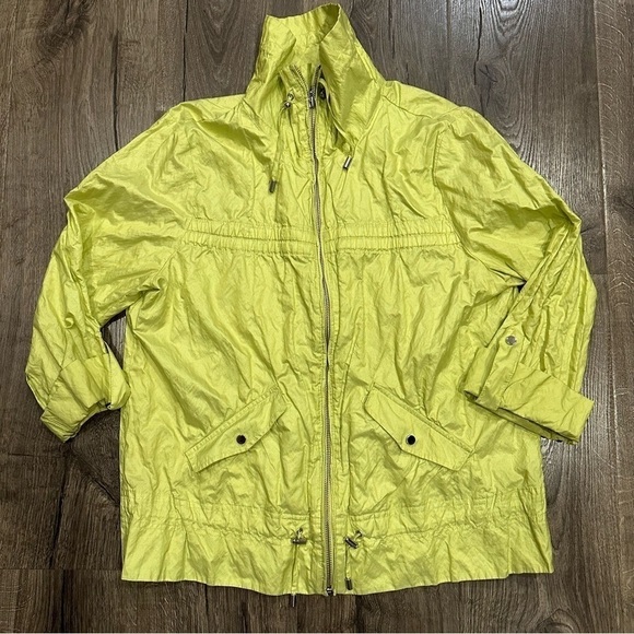 Chico's Zenergy Jacket Drawstring 3/4 Sleeves Pockets Lime Green Size 1 US M - Picture 1 of 10